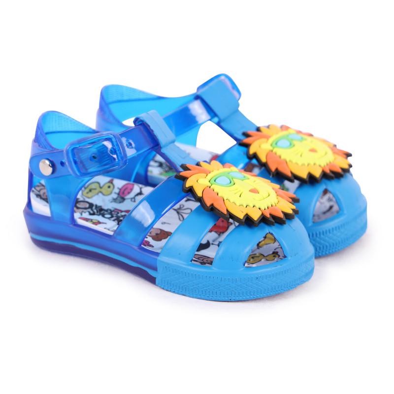 COLORS OF CALIFORNIA Appliqued lion rubber sandals in blue