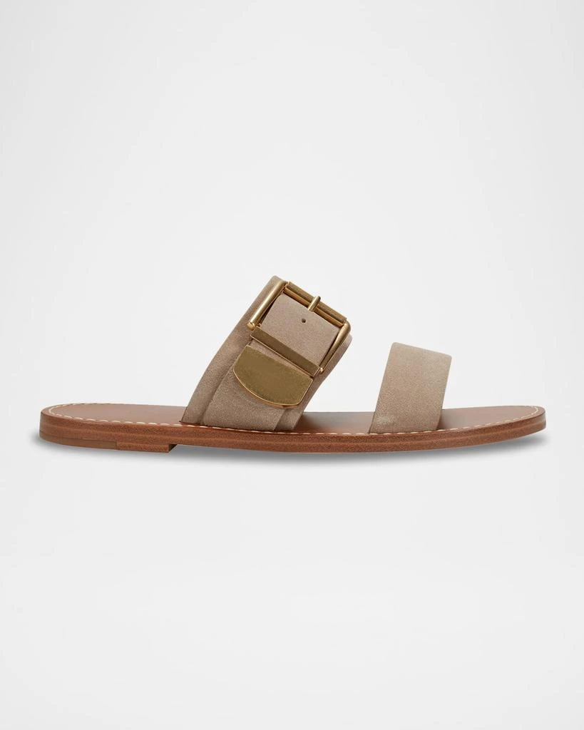 Marc Fisher Hallyn Suede Buckle Dual-Band Slide Sandals 1