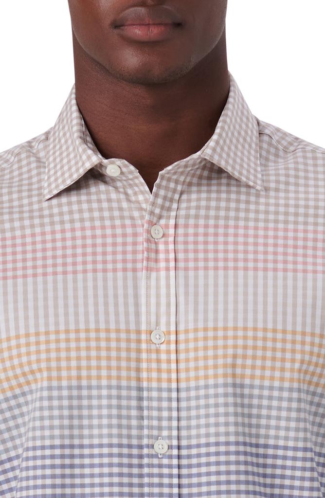 Bugatchi Shaped Fit Check Stretch Cotton Button-Up Shirt