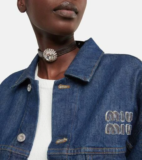 Miu Miu Crystal-embellished leather choker 3