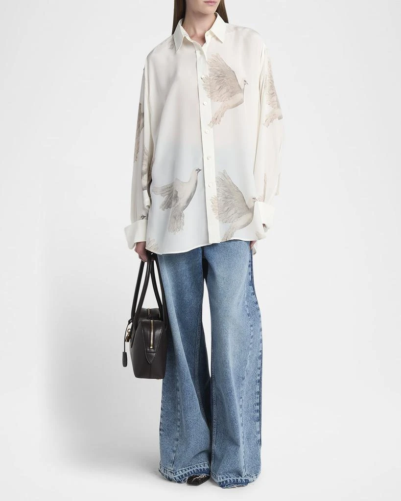 Stella McCartney Bird Print Oversized Silk Top 4