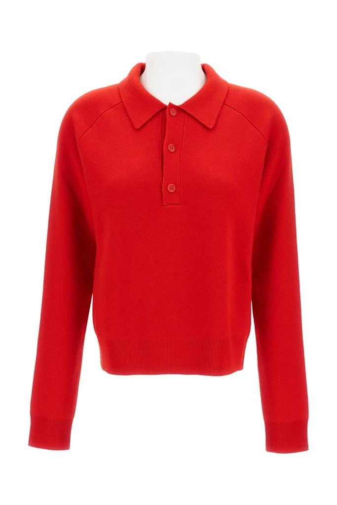 META CAMPANIA Classic Red Merino Wool Polo Sweater