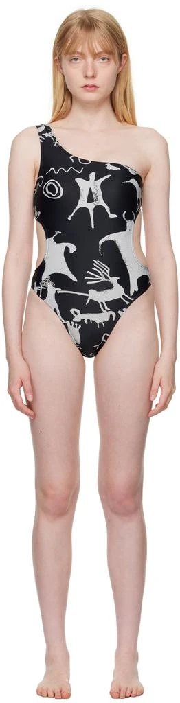 Vivienne Westwood Black Graphic Cave Man One-Piece Swimsuit 1