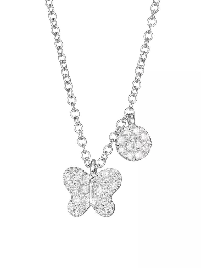 Meira T 14K White Gold Diamond Buttefly Pendant Necklace