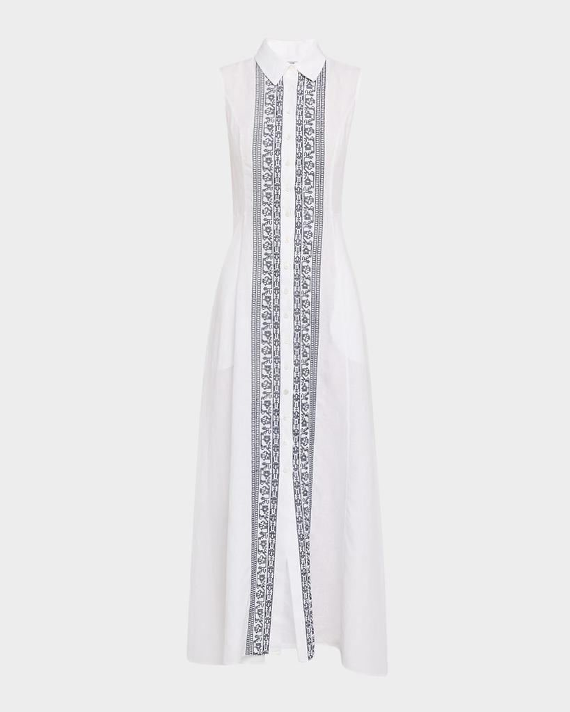 Evi Grintela Carine Sleeveless Embroidered Maxi Shirtdress