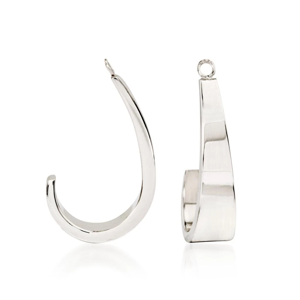 Ross-Simons 14kt White Gold J-Hoop Earring Jackets 1