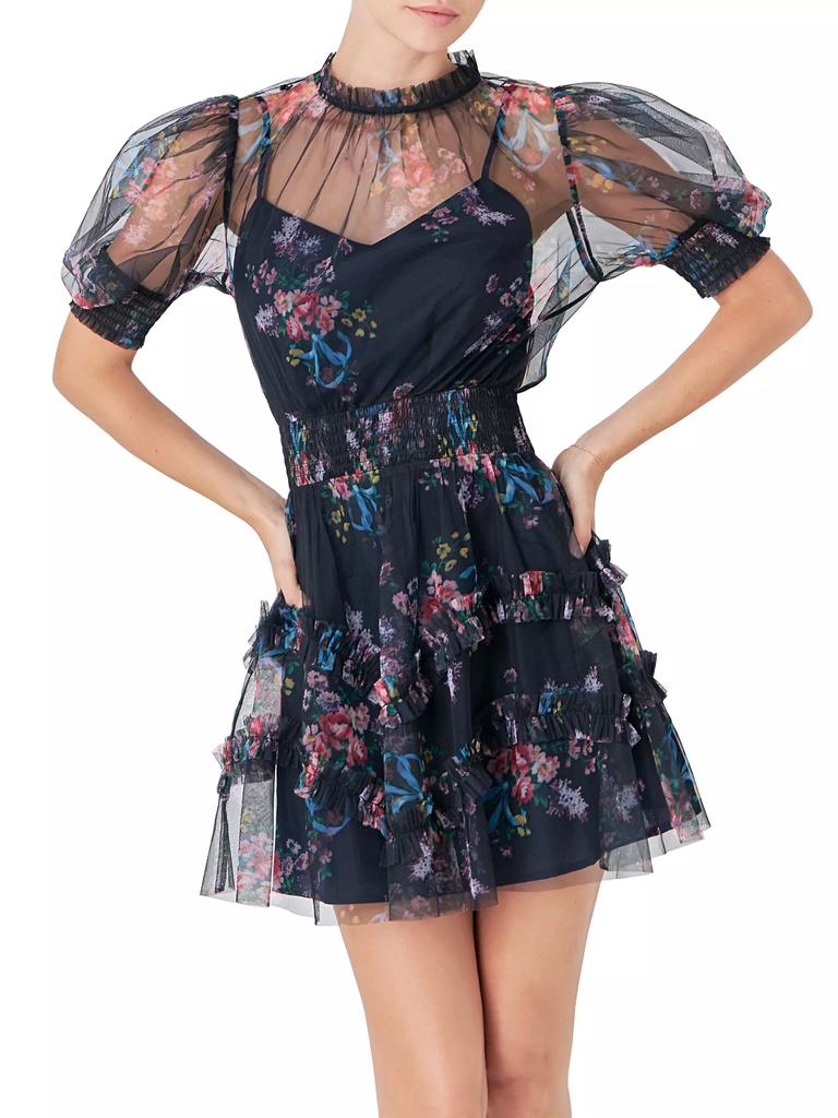 Endless Rose Ruffled Mesh Mini Dress