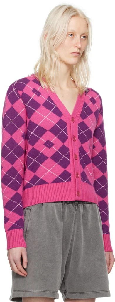 Acne Studios Pink & Purple Argyle Cardigan 2