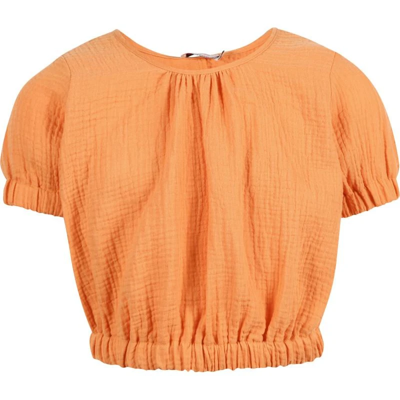 Devotion Open back detailing blouse and tiered ruffled cotton skirt set in orange 2