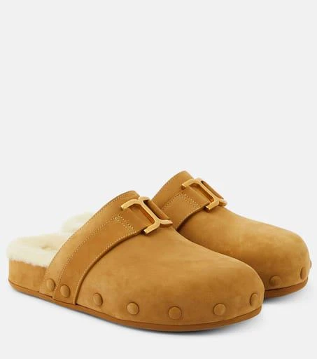 Chloé Marcie suede and shearling slippers 1