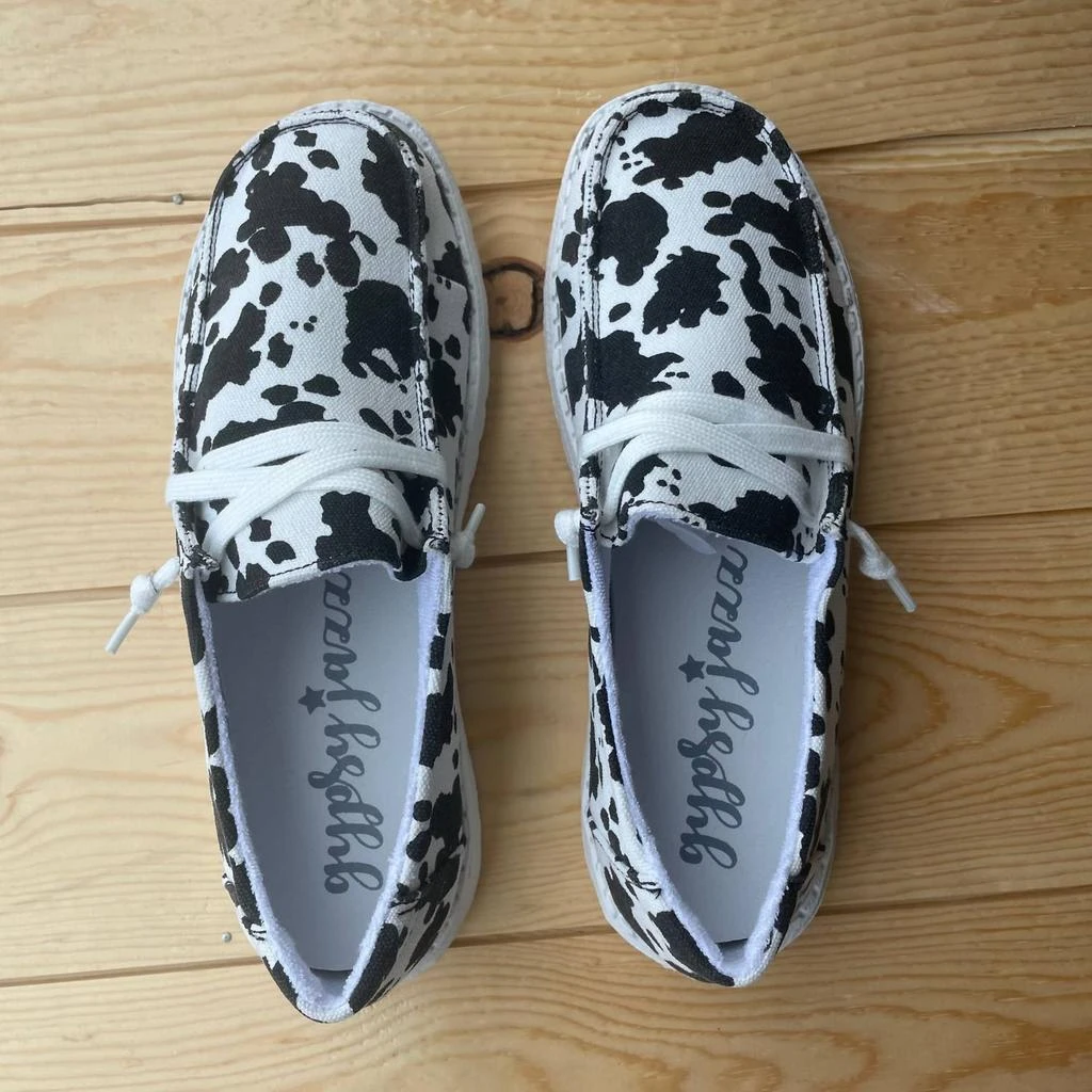 Gypsy Jazz Women's Milk It 2 Cow Slip-On Shoes In Black/white 3