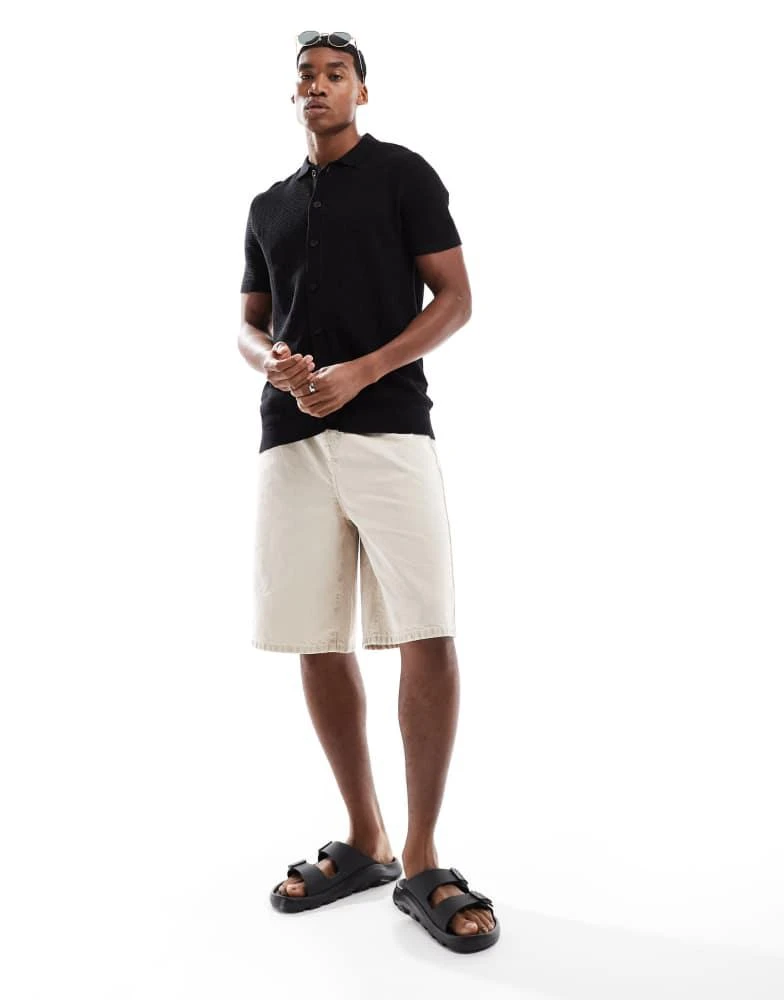 Brave Soul Brave Soul Knitted short sleeve shirt in black 4