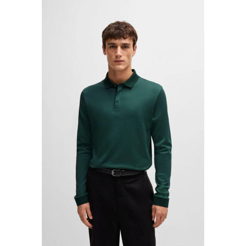 Hugo Boss Long-sleeved polo shirt in cotton with concealed placket 3