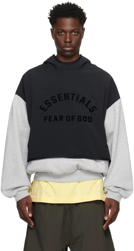 Fear of God ESSENTIALS Gray & Black Layered Hoodie 1