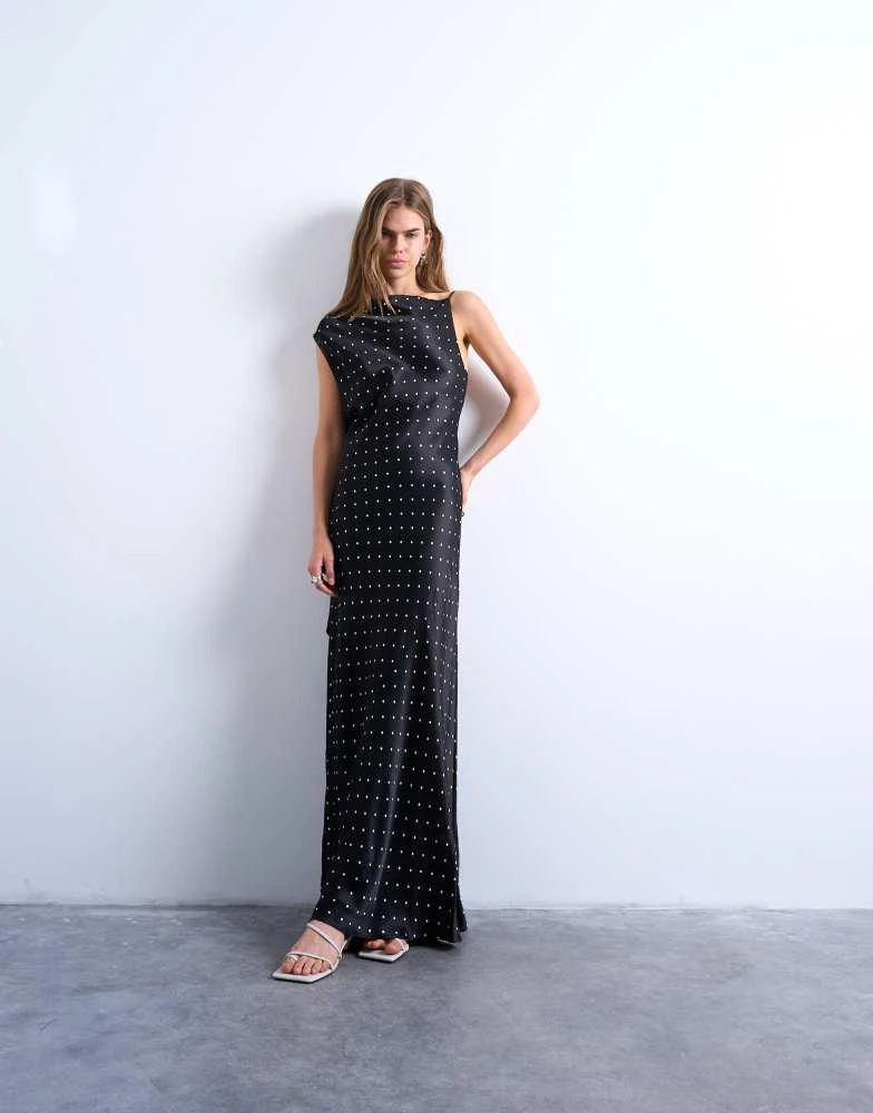 Shop Topshop ruched side midi dress with drape back detail in black polka  dot on Sale at BeyondStyle  Get 10% Off Topshop ruched side midi dress  with drape back detail in