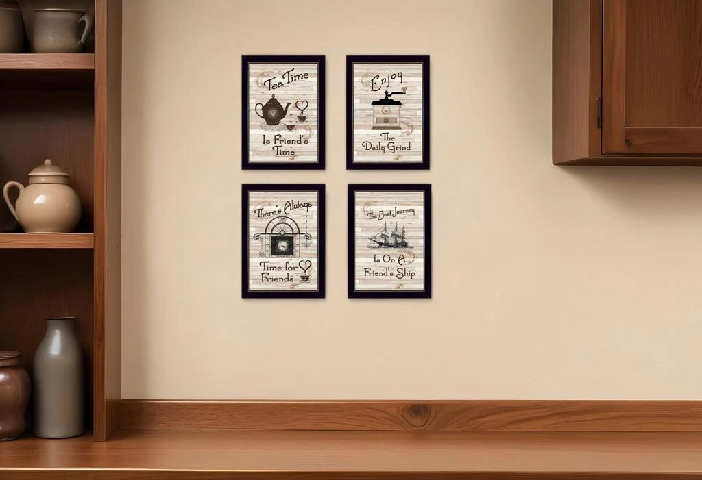 Hivvago Set Of Four Friendship 2 Black Framed Print Kitchen Wall Art