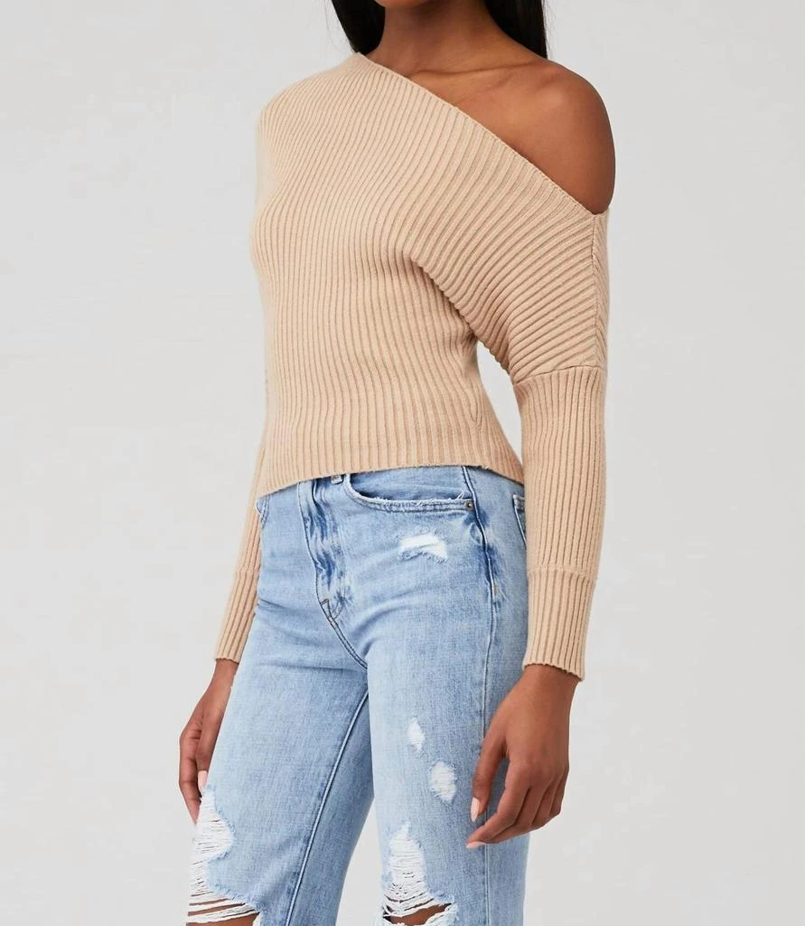 Line & Dot Blair Off Shoulder Sweater In Sand 2