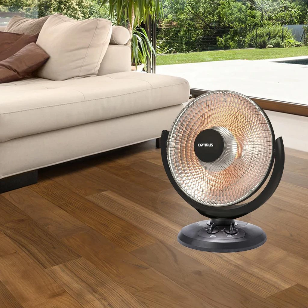 OPTIMUS 14 Inch Oscillating Dish Heater in Black 3