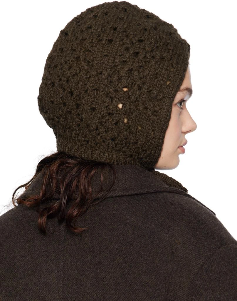 AMOMENTO Brown Crochet Knit Bonnet 3