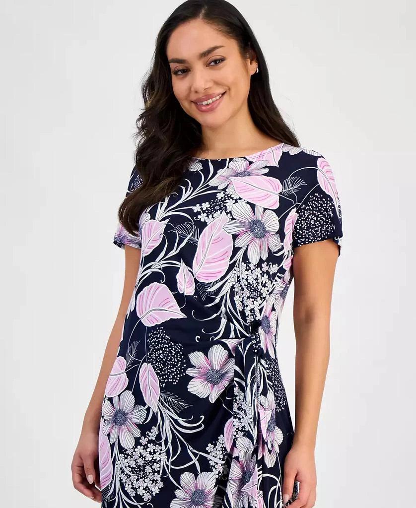 Robbie Bee Petite Printed Jersey Side-Tie Sheath Dress 4