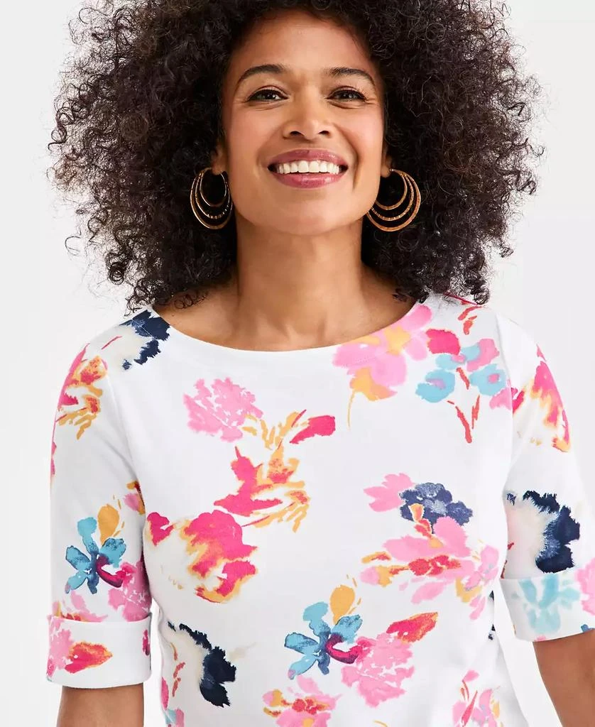Style & Co Petite Elbow-Sleeve Floral Essence Top 3