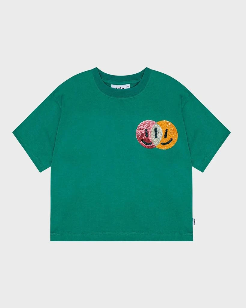 MOLO Girl's Reinette Sequin Happy Face T-Shirt, Size 8-12 from Neiman Marcus