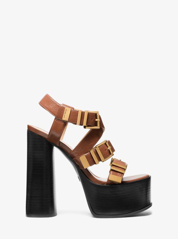 michael_kors Darrington Crackled Leather Platform Sandal