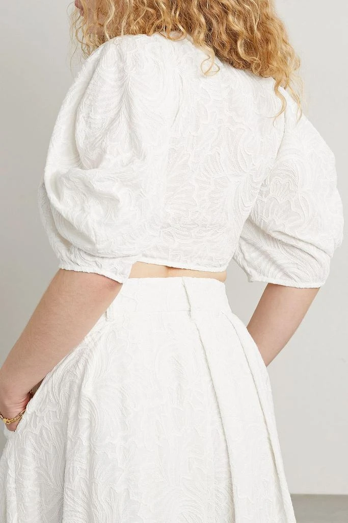 Mara Hoffman Navya cropped tie-front embroidered cotton-voile top 3