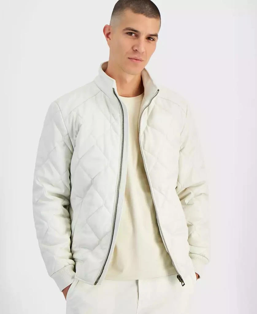 GUESS Men's Quilted Full-Zip Faux-Leather Jacket 1