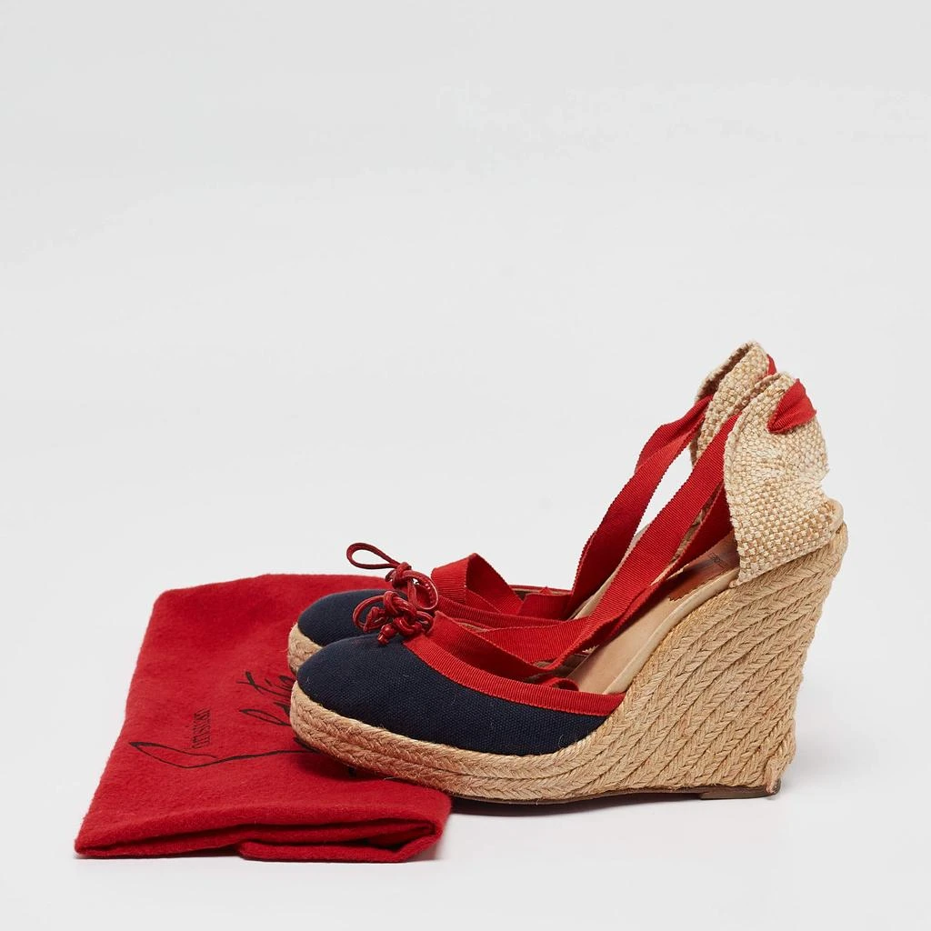 Christian Louboutin Christian Louboutin Tricolor Canvas Carino Plato Espadrille Wedge Pumps Size 38 9