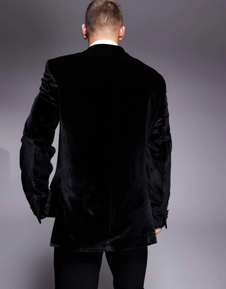 ASOS ASOS DESIGN slim double breasted tuxedo jacket in black velvet 2