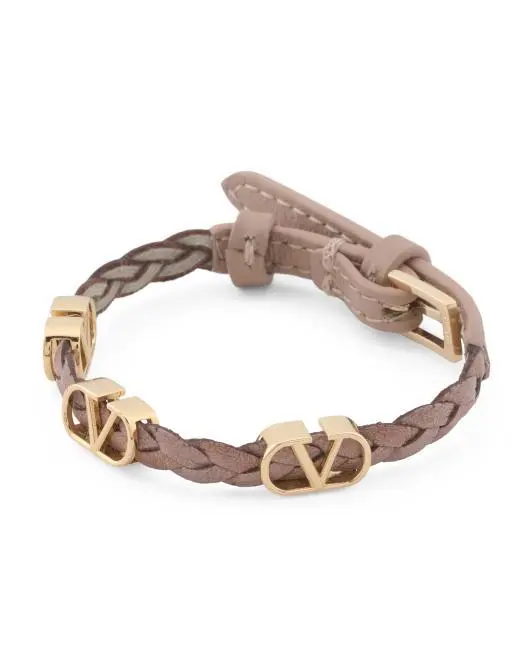 Valentino Made In Italy Logo Signature Leather Bracelet