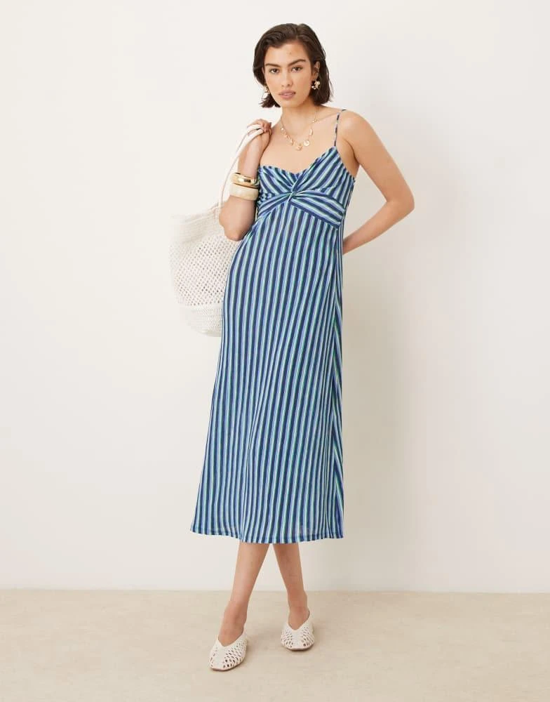 mango green stripe dress Women's Polished Play Green Stripe Cotton Sleeveless Maxi Dress | Size: S main image 0