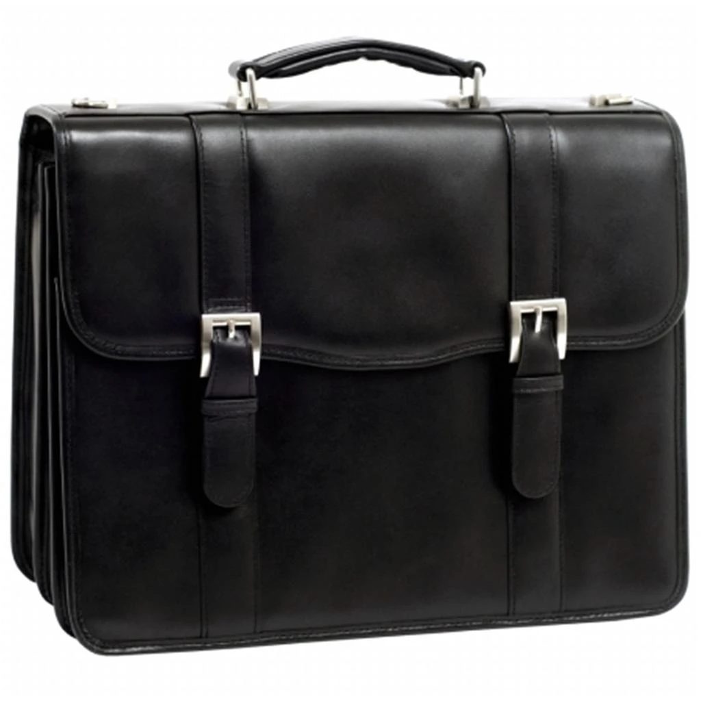 McKleinUSA McKlein 85955 Flournoy 85955- Black Leather Double Compartment Laptop Case