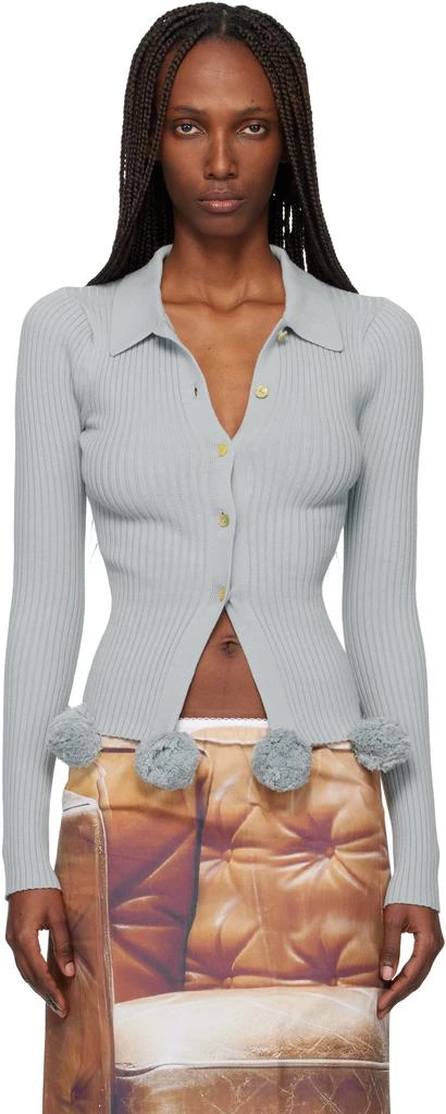 Conner Ives Blue Pom Pom Cardigan