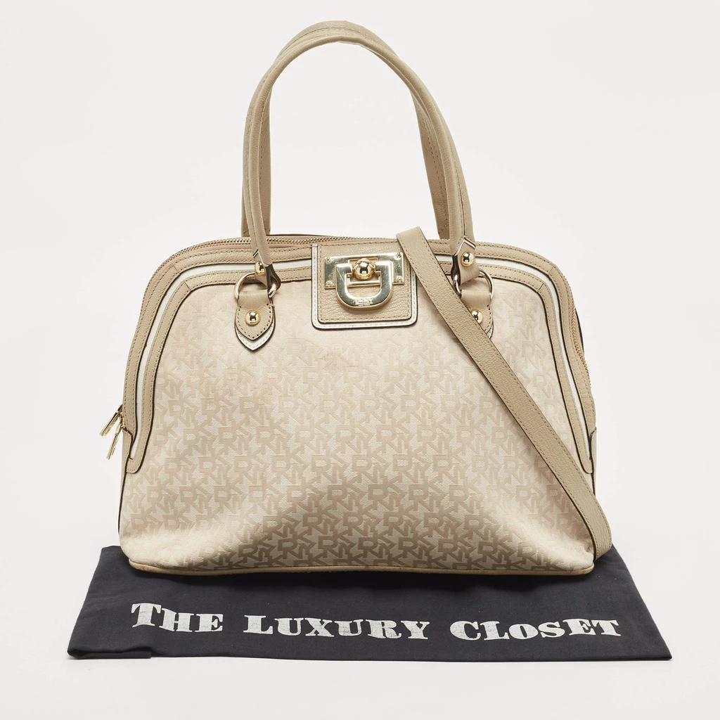 DKNY DKNY Cream/Beige Signature Canvas and Leather Dome Satchel 17