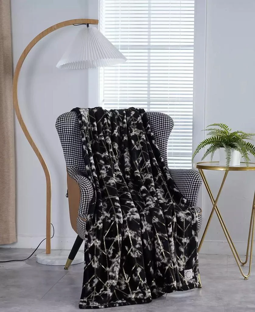 BCBG Marble Foil Printed Plush Throw, 50" x 70", Exclusively at Macy’s 3