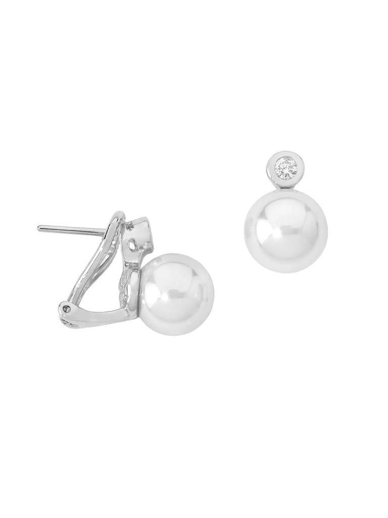Majorica Selene Rhodium-Plated Silver, Cubic Zirconia & Faux White Pearl Earrings