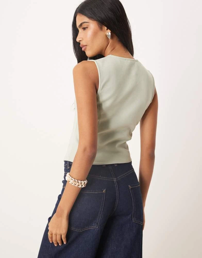 ASOS ASOS DESIGN asymmetric waistcoat in sage 4
