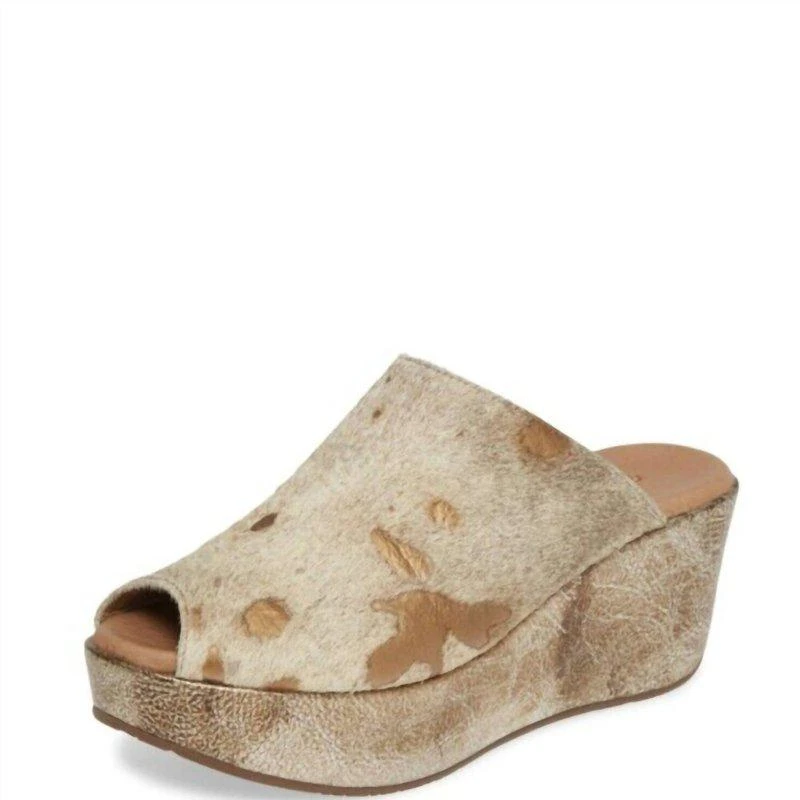 Chocolat Blu Yiona Wedge Sandals In Bronze Calf Hair 1