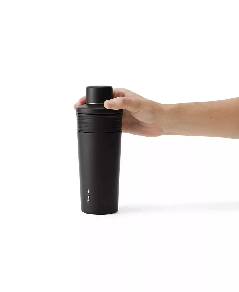 Rabbit 18 oz Stainless Steel Cocktail Shaker, Multi-Use Stainless Steel Topper with 1.5 oz  shot Cap and Strainer 9