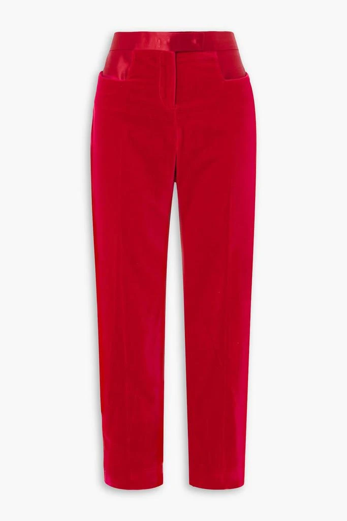 Tom Ford Satin-trimmed cotton-velvet straight-leg pants 1