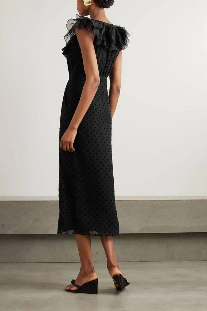 Alessandra Rich Ruffled polka-dot flocked silk-georgette midi dress 3