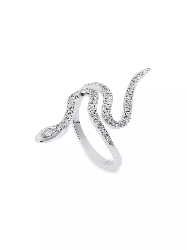 Ileana Makri Snake 18K White Gold & Diamond Curled Snake Ring