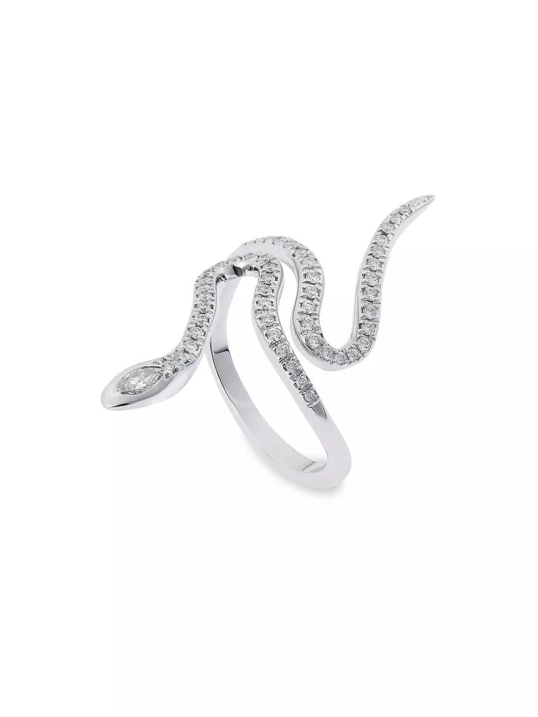 Ileana Makri Snake 18K White Gold &amp; Diamond Curled Snake Ring 1