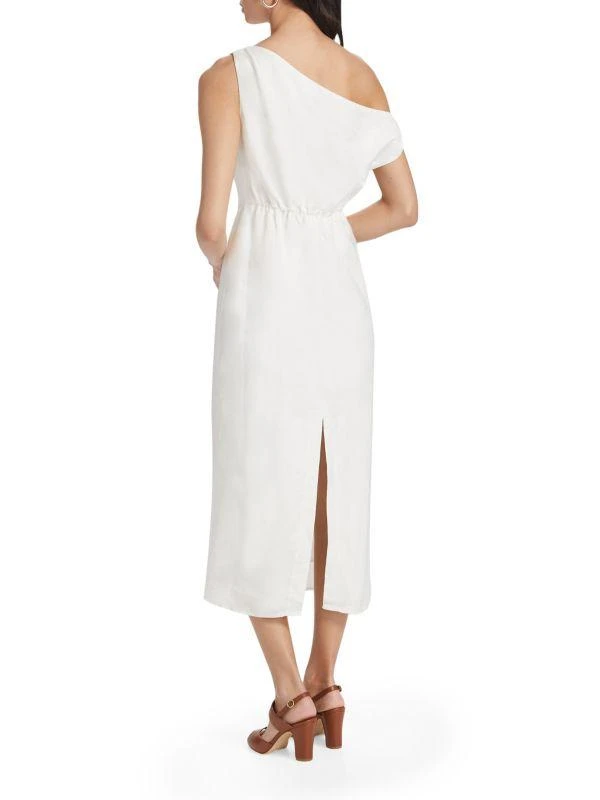 If Only Studio One Shoulder Linen-Blend Midi-Dress 2