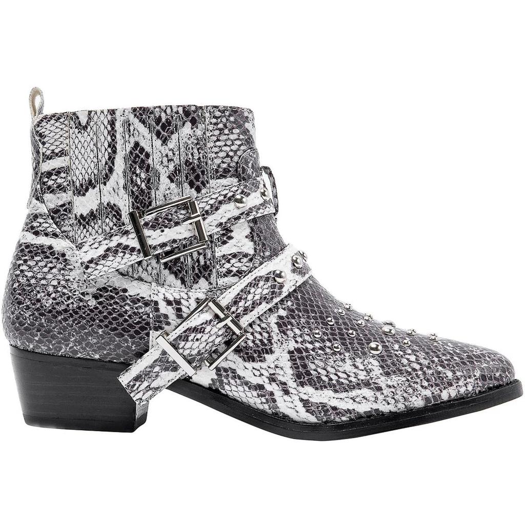 JANE AND THE SHOE Cindy Womens Snake Print Studded Booties