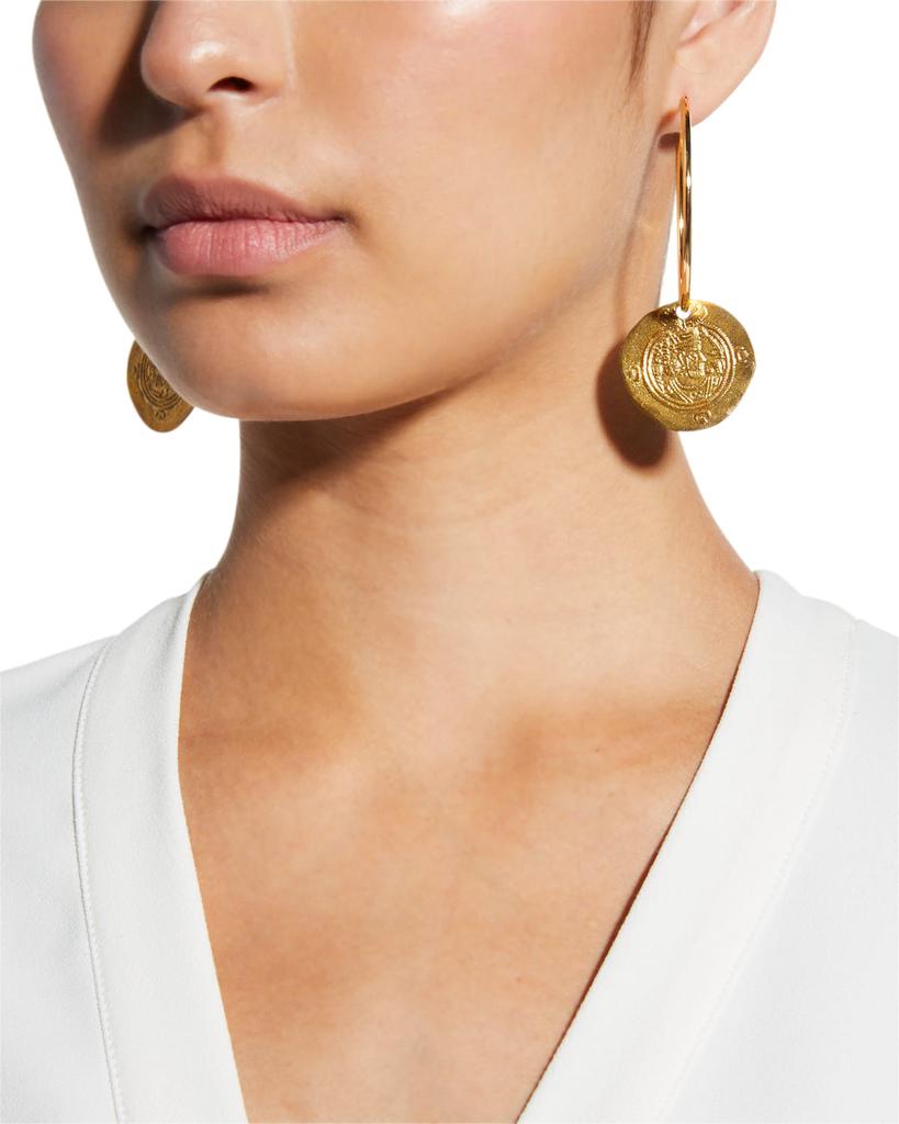 Devon Leigh Coin Hoop-Drop Earrings