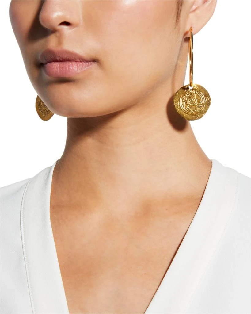 Devon Leigh Coin Hoop-Drop Earrings 2