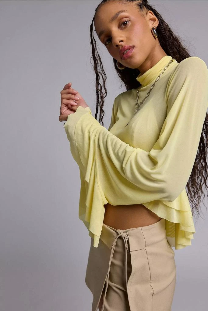 AFRM AFRM Pru Sheer Mesh Ruffle Turtleneck Top 1